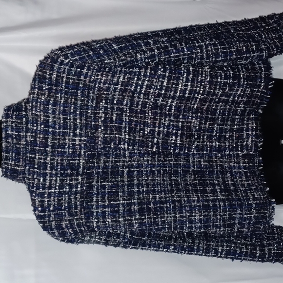 Apt 9 Blue Metallic Tweed Moto Jacket New Sz L NWT Office Attire Business - Picture 6 of 6